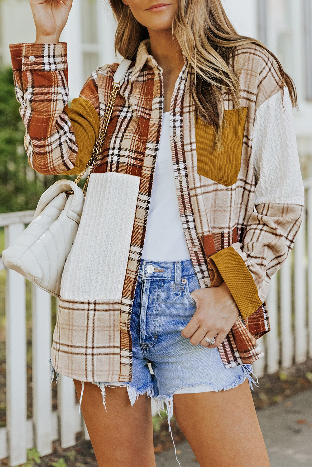 Drune | Gitterhemde mit Patchwork-details Baumwollmischung Perfekt Für Layering