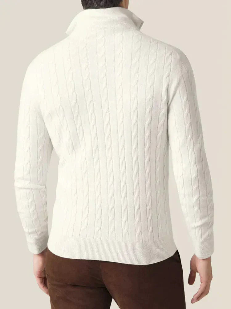 Drune | Zopfmuster Strickpullover mit Reißverschluss - Eleganter Business & Freizeit Pullover