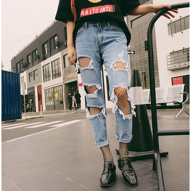 Damen Destroyed Jeans Drune