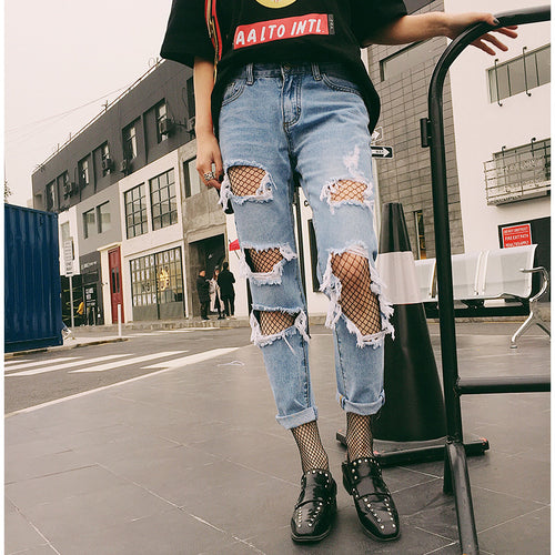 Damen Destroyed Jeans Drune