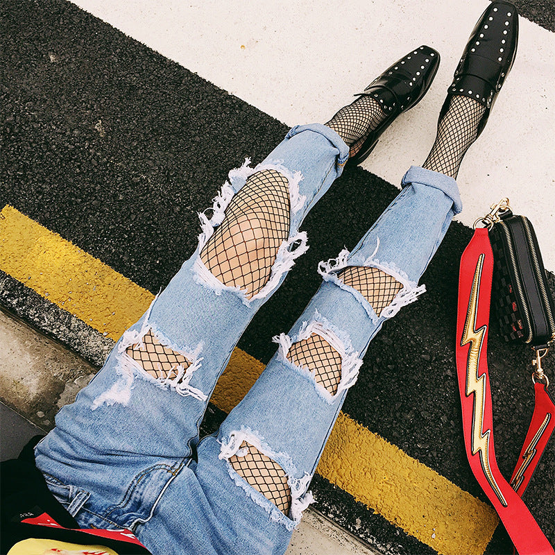 Damen Destroyed Jeans Drune