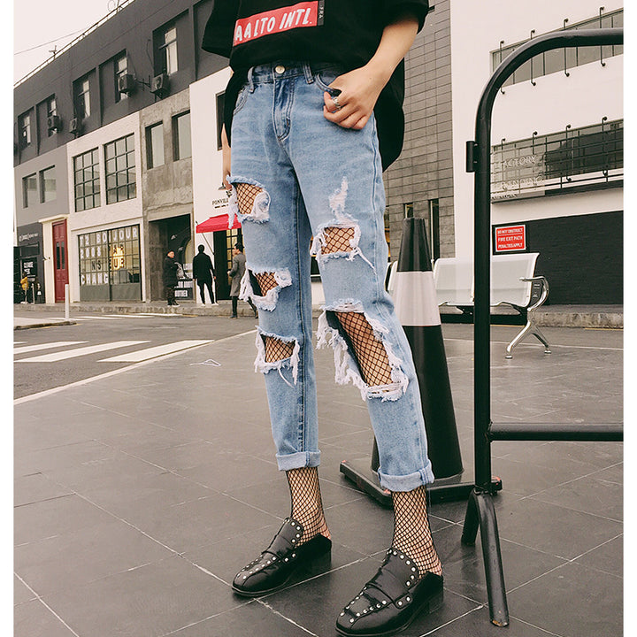 Damen Destroyed Jeans Drune
