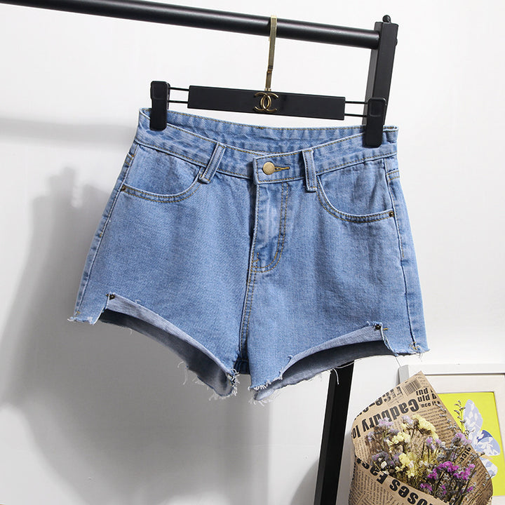 Damen Jeansshorts mit fransigem Saum und hohem Bund Drune