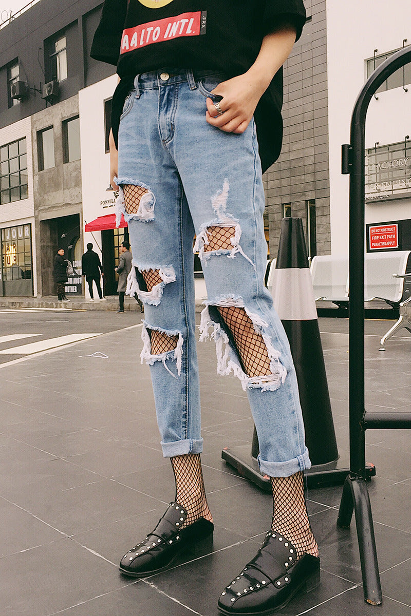 Damen Destroyed Jeans Drune