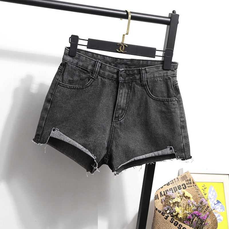 Damen Jeansshorts mit fransigem Saum und hohem Bund Drune