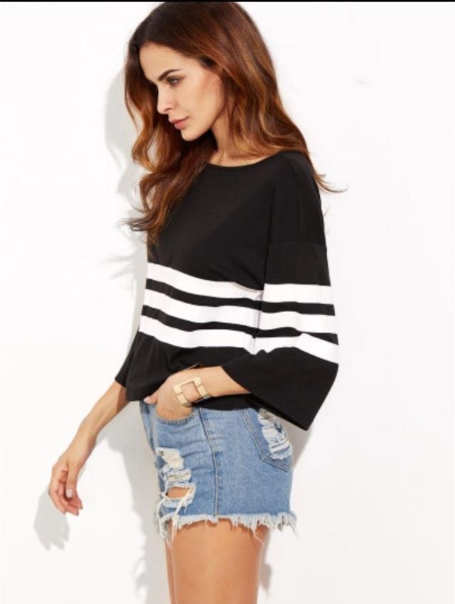 Damen Freizeitpullover mit modischem Streifenmuster Drune