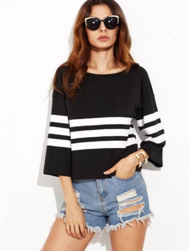 Damen Freizeitpullover mit modischem Streifenmuster Drune