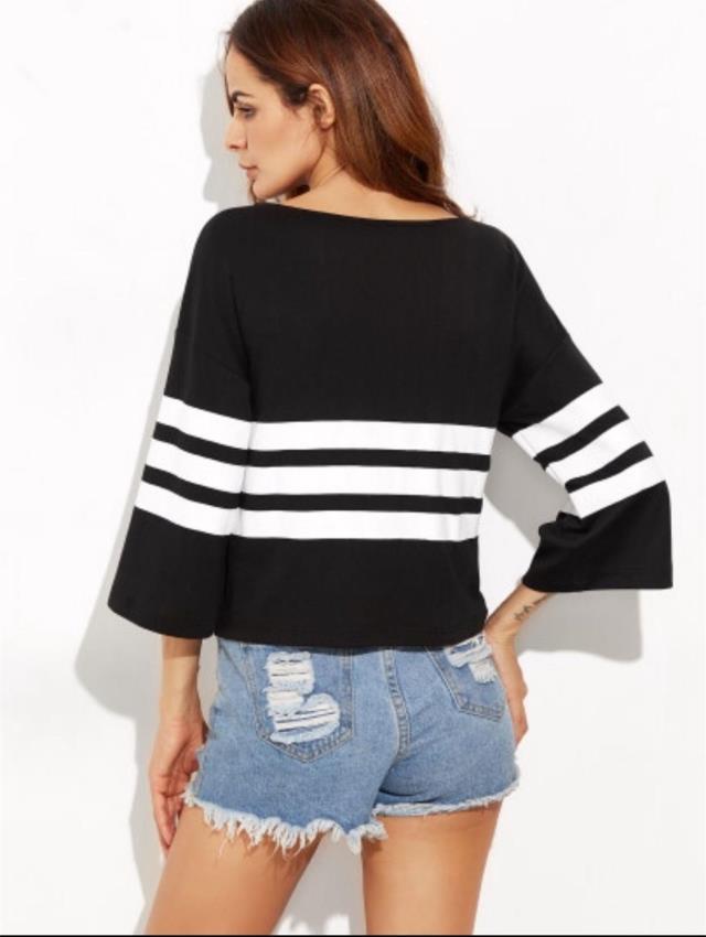 Damen Freizeitpullover mit modischem Streifenmuster Drune