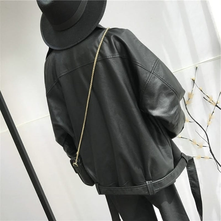 Drune | PU Lederjacke - Edgy Stil - Gürteldesign - Statement-Oberbekleidung