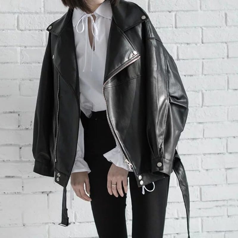 Drune | PU Lederjacke - Edgy Stil - Gürteldesign - Statement-Oberbekleidung