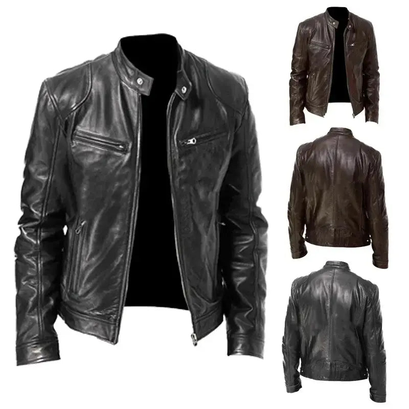 Drune | Robuste Leder-Motorradjacke Bikerjacke für Herren Erwan
