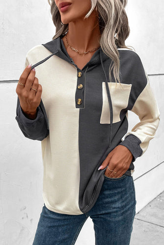 Drune | Waffel-Hoodie Mit Knopfleiste Für Frauen