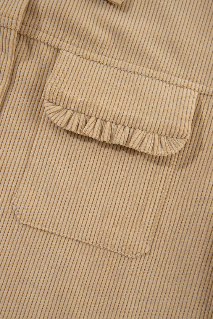 Drune | Cordurahemdjacke mit Rüschendetails Baumwollmischung Elegant und Modern