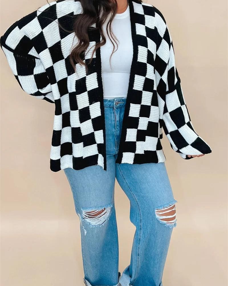 Drune | Übergroße Karierte Strickjacke