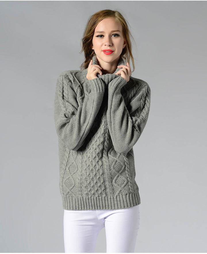 Drune | Damen Rollkragenpullover mit langen Ärmeln und Kabelstrick