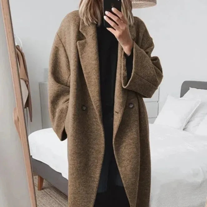 Drune | Oversize Damen-Mantel Mit Reverskragen aus edlem Mischgewebe