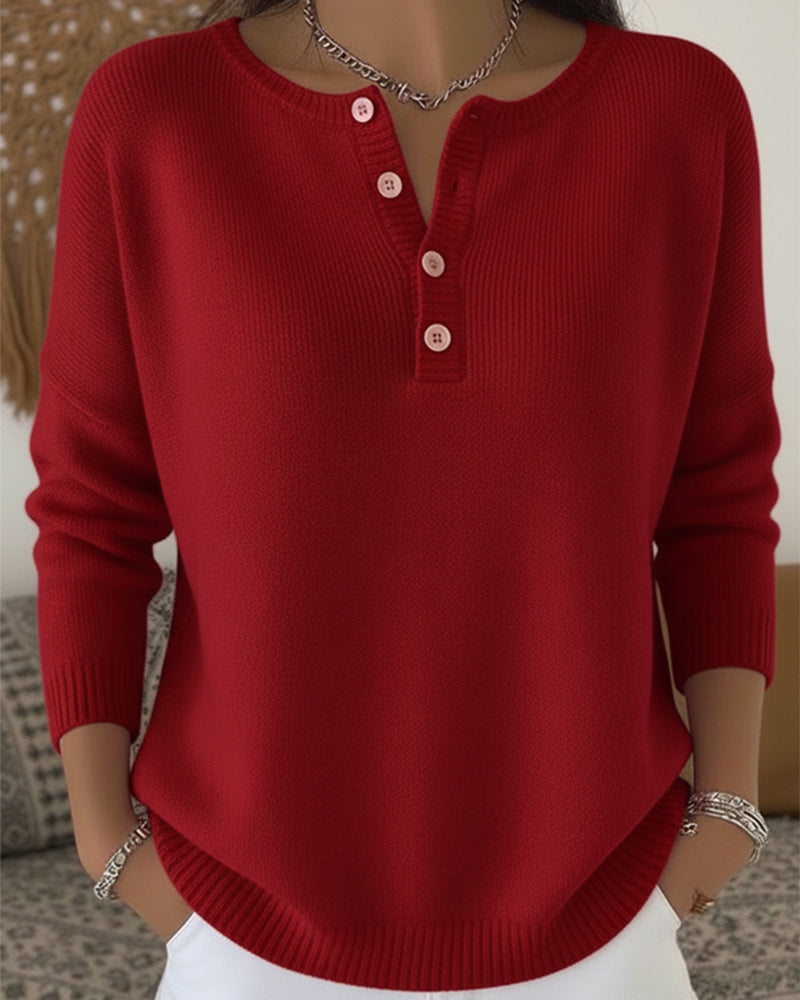 Drune | Einfarbiger Strickcardigan mit Knöpfen
