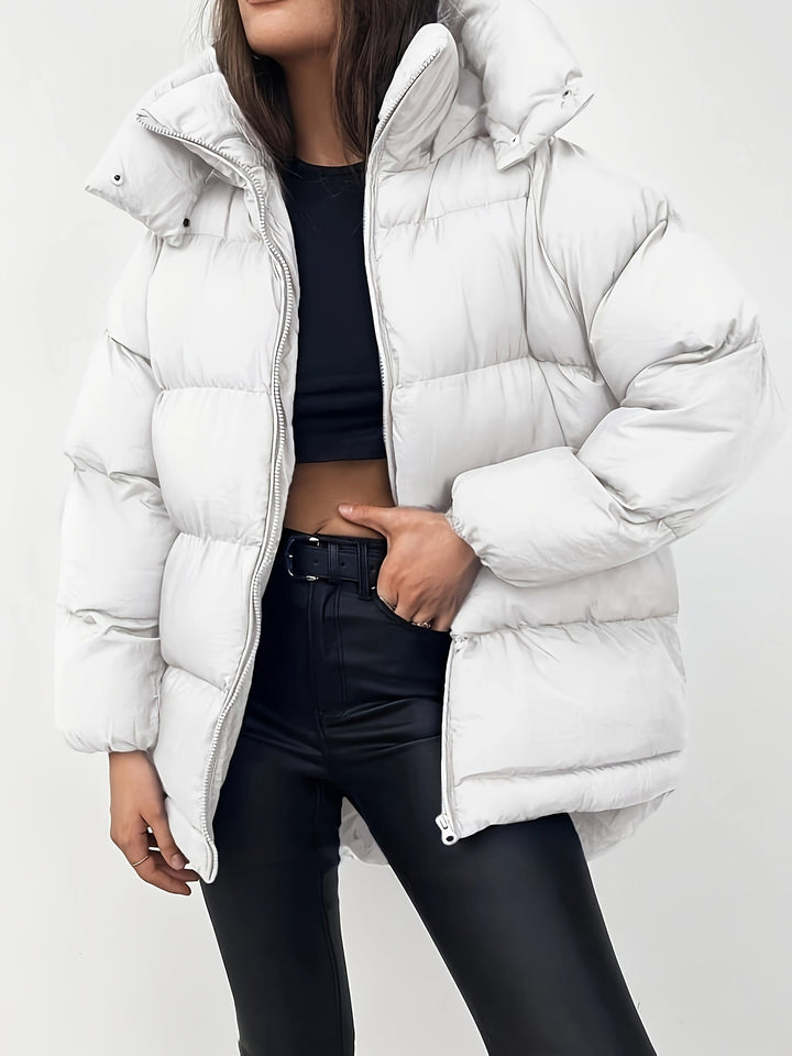 Drune | Kurze Kapuzen Pufferjacke mit Hohem Kragen und Gestepptem Design