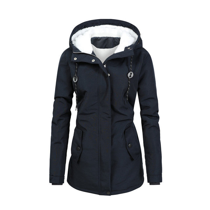 Drune | Mit Fleece gefütterte Damenjacke mit Kapuze und Kordelzug