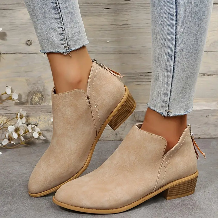 Drune | V-Ausschnitt Chic Dicke Absatzstiefel für Damen