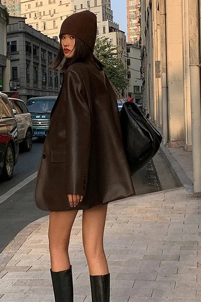 Drune | PU Leder Blazer Jacke