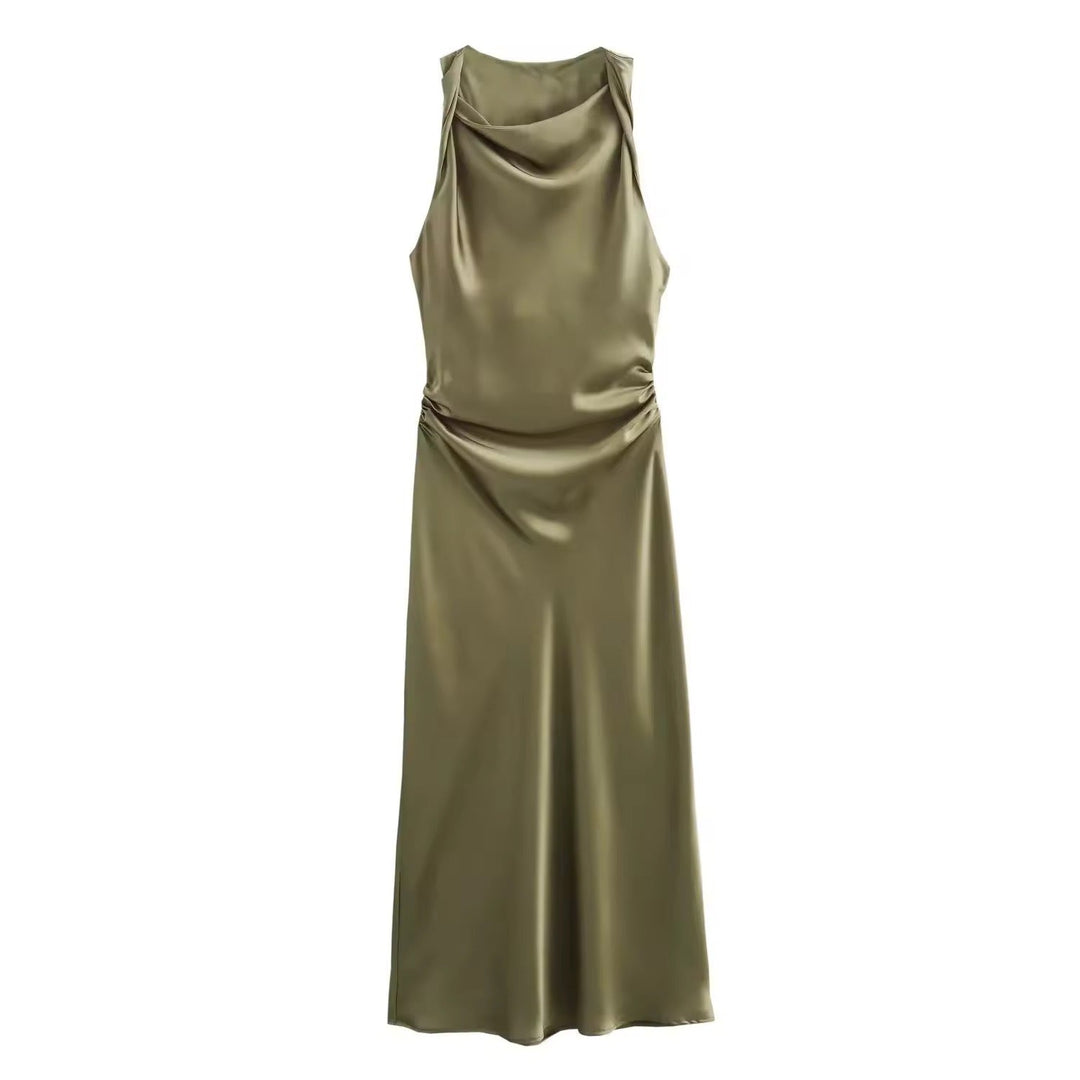 Drune | Satin Maxikleid Elegante Drapierung