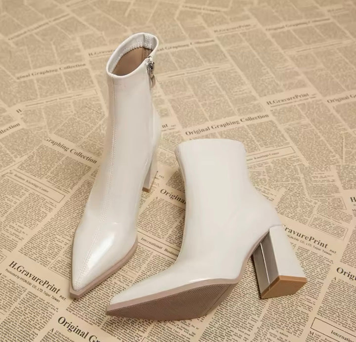 Drune | Lackleder Stiefeletten Mit Blockabsatz