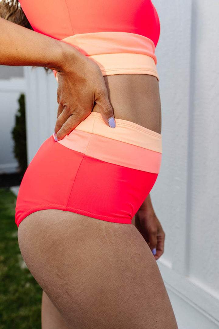 Drune | High Waist Colorblock Marine Cut Back Crop Bikini Set