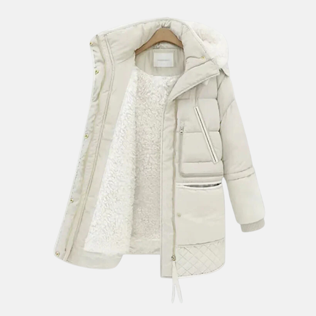 Drune | Gepolsterter Mantel - Oversized Schnitt - Gefütterte Kapuze - Rippstrickbündchen - Taschen
