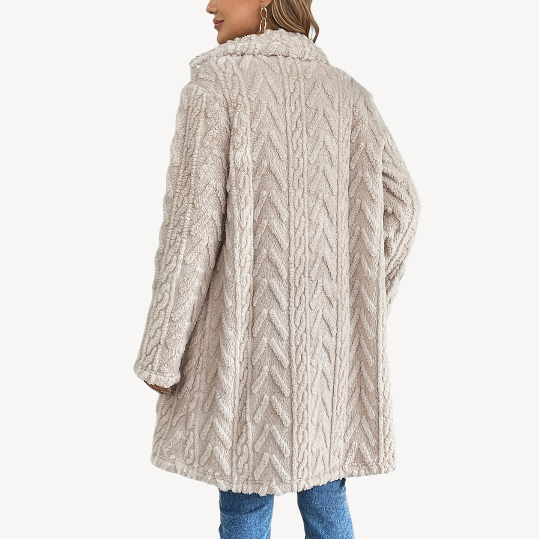 Drune | Doppelreihiger Fuzzy-Mantel für Frauen