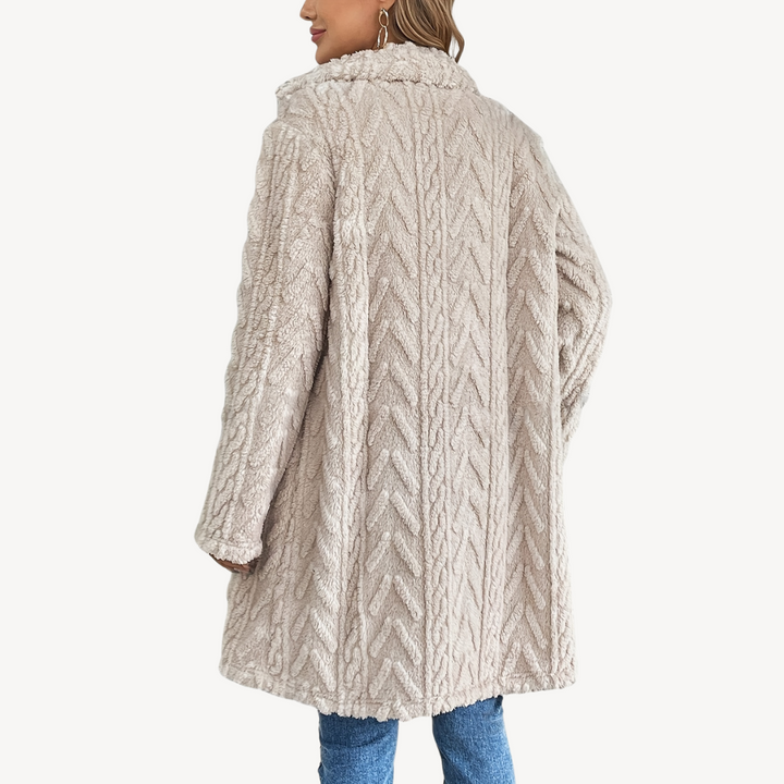 Drune | Doppelreihiger Fuzzy-Mantel für Frauen