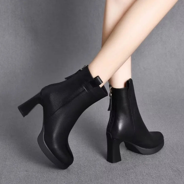 Drune | Damen Stylische Spitzzehen High Heel Stiefel