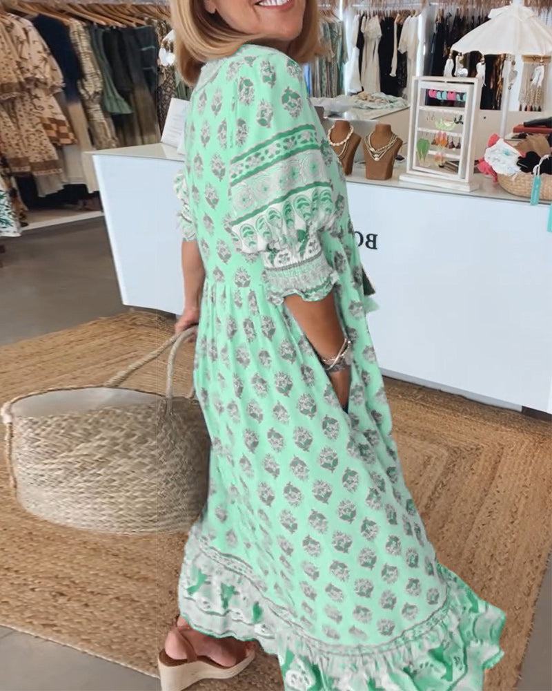 Drune | Boho Halblangenärmel Kleid