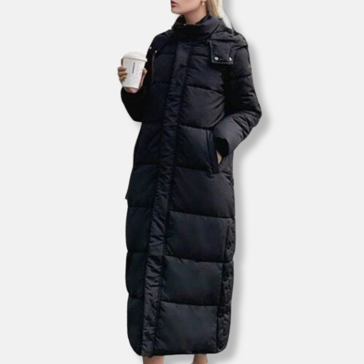 Drune | Pufferjacke Woven Blend Gesteppt Maxi Länge Hoher Kragen mit Kapuze