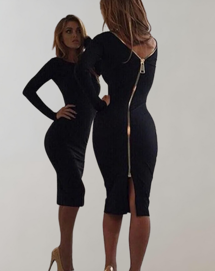 Drune - Langärmliges Kleid mit Rückenreißverschluss