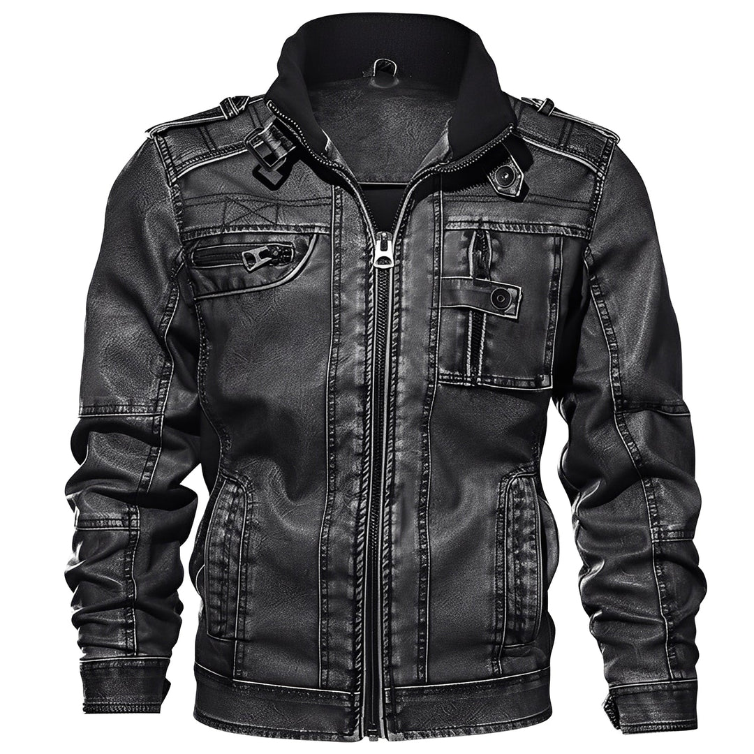 Drune | Klassische Lederjacke mit Taschen für Männer