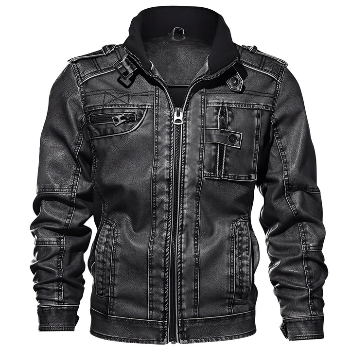 Drune | Klassische Lederjacke mit Taschen für Männer