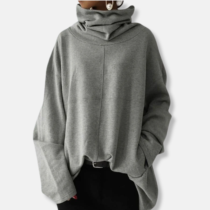 Drune | Sweatshirt Pullover - Baumwollmischung - Übergroße Passform - Drapierter Cowl Neck