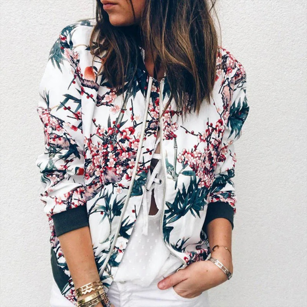 Drune | Blumige Bomberjacke Polyester Lebhaft und Modern