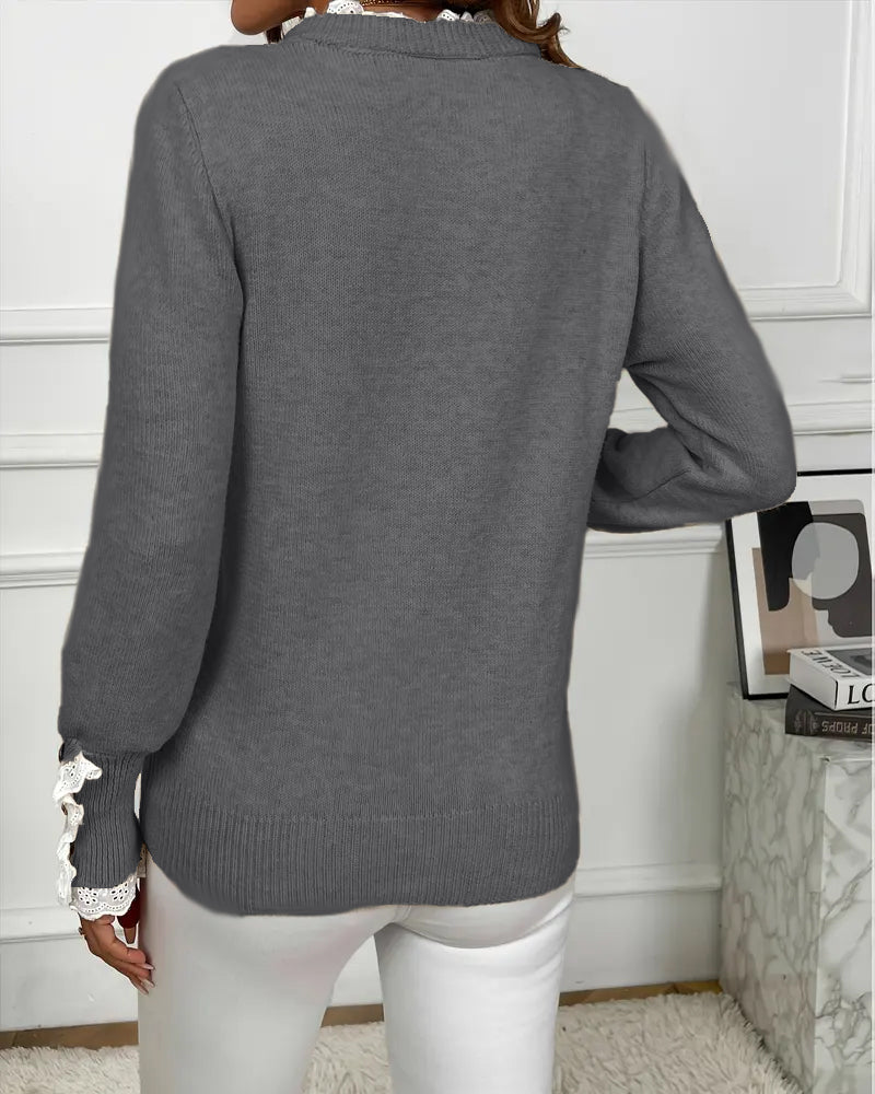 Drune | Pullover mit Spitzenbesatz