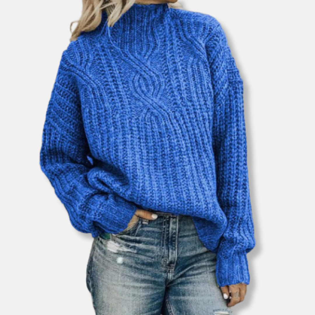 Drune | Pullover Sweatshirt - Wolle Kabelstrick - Hoher Kragen - Lässig Fit - Lange Ärmel