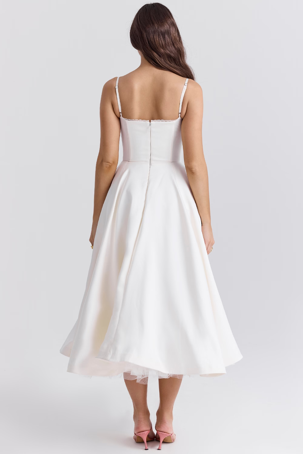 Drune | Luxuriös Ausgestellte Kleid mit Spaghettiträgern für Frauen Hochzeit, Braut und Fest Kasana
