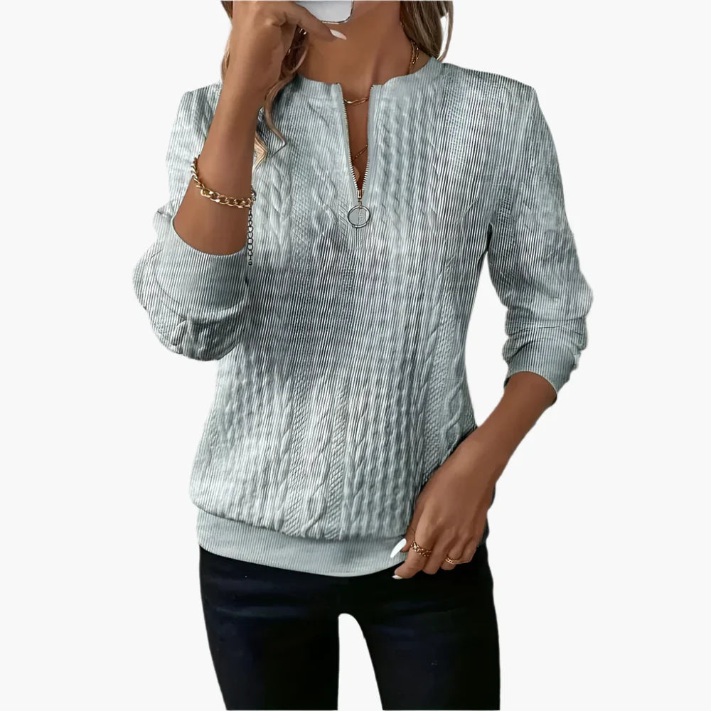 Drune | Strickpullover mit Zopfmuster und Reißverschluss - Modischer Freizeitpullover für Herbst und Winter
