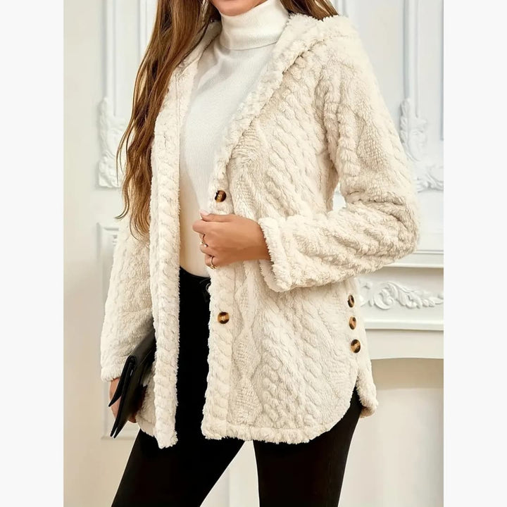 Drune | Gemütlicher Hoodie mit Teddy-Pullover und Knopf vorne für Damen