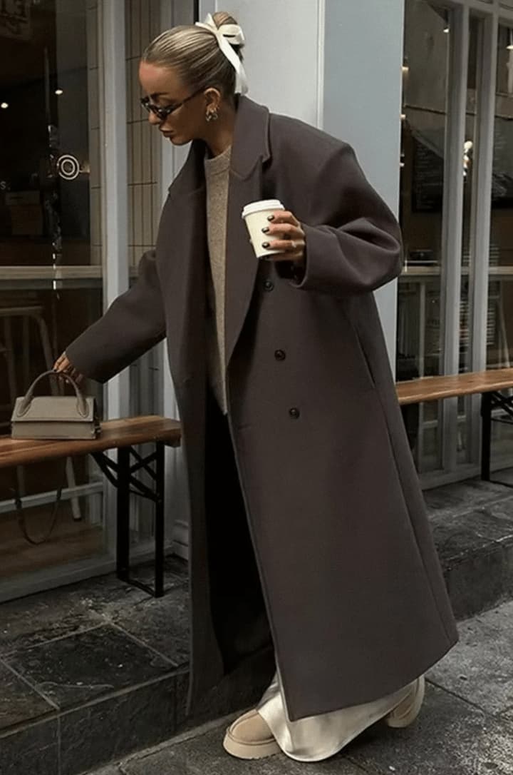 Drune | Übergröße Eleganter Damen Wollmantel mit Knöpfen