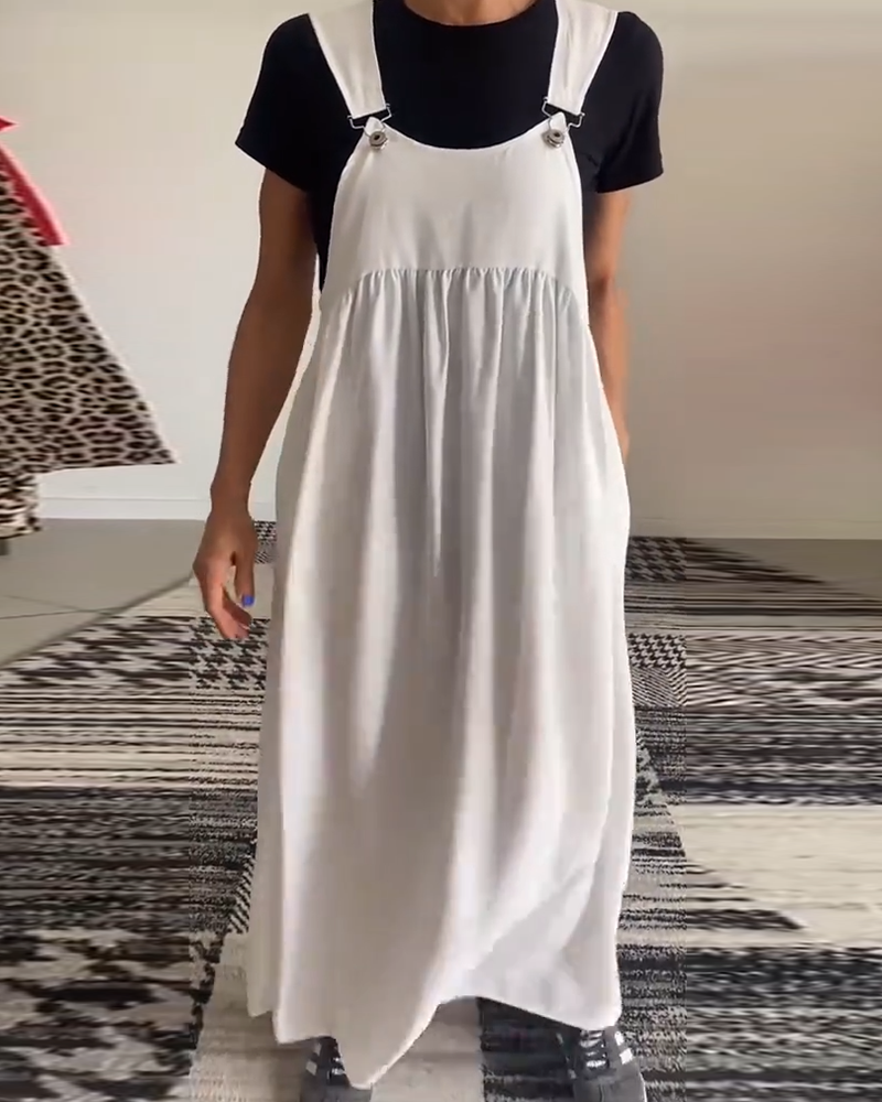 Drune | Kleid Lässig Einfarbig Hosenträger