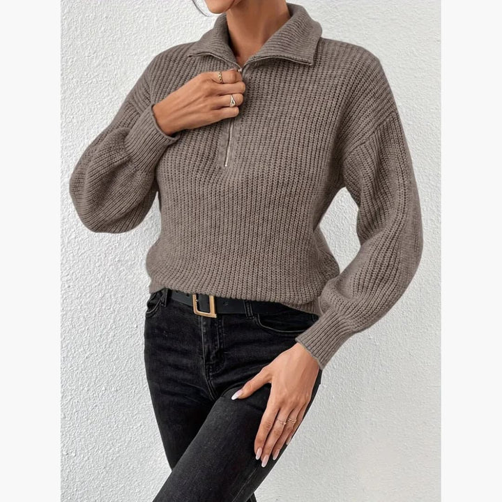 Drune | Stilvoller Pullover mit V-Ausschnitt und Reißverschluss für Damen