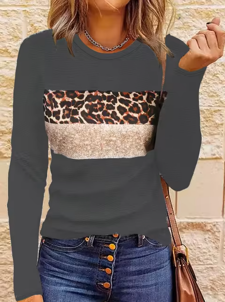 Drune | Langarm-T-Shirt mit Leopardenmuster
