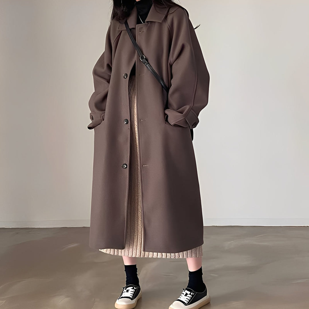 Drune | Klassischer einreihiger Wollmantel für Damen