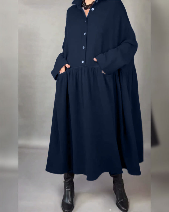 Drune | A-Linien Kleid mit Revers und Knöpfen